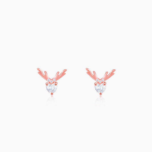 Rose Gold Deer Sparkle Earrings