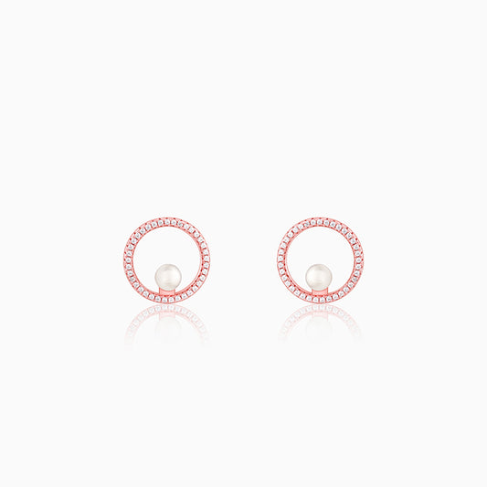 Rose Gold Pearl Halo Earrings