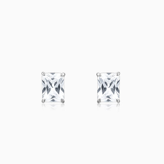 Silver Baguette Zircon Studs