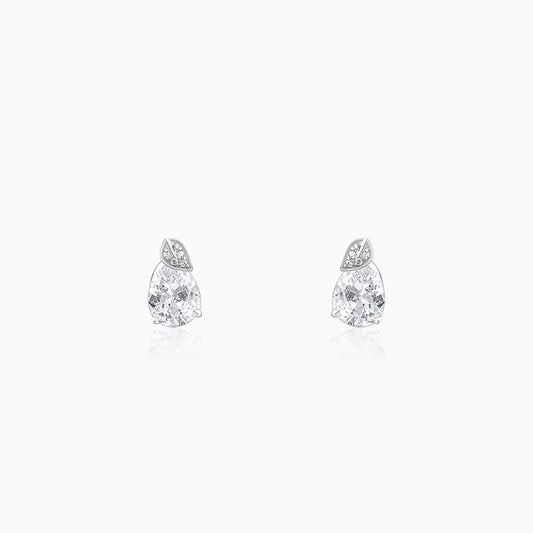Silver Leafy Teardrop Earrings