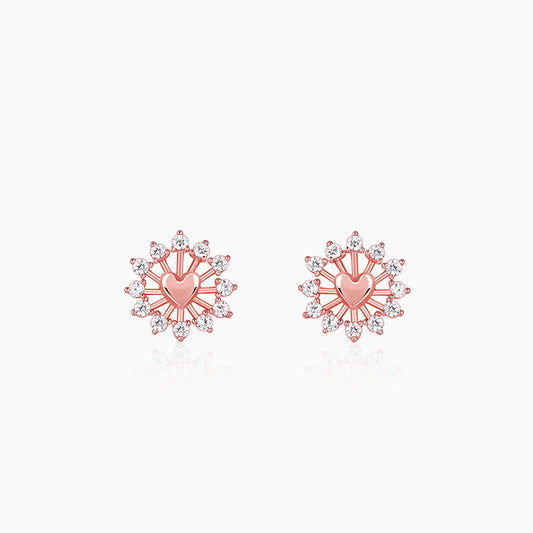 Rose Gold Floral Grace Heart Studs