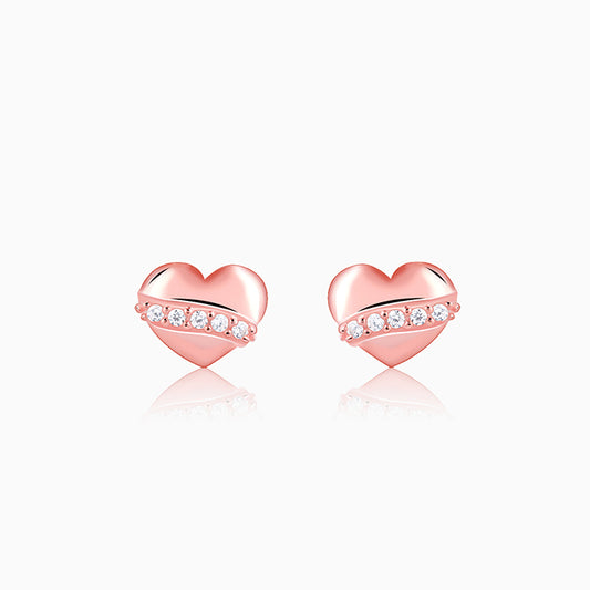 Rose Gold Locket Love Stud Earrings