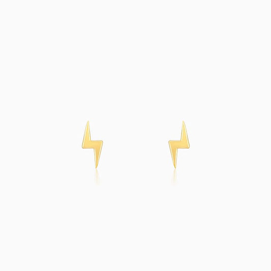 Golden Lightning Bolt Stud Earrings