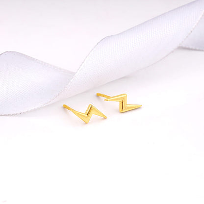 Golden Lightning Bolt Stud Earrings