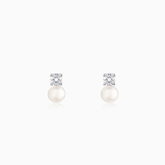 Silver Precious Pearl Earrings