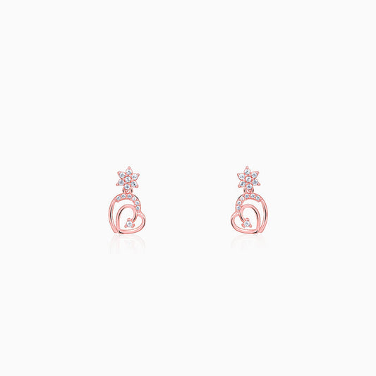 Rose Gold Hearty Sparkles Earrings - Rose Gold plated earrings for women