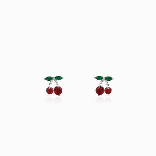 Silver Cherry Charm Earrings