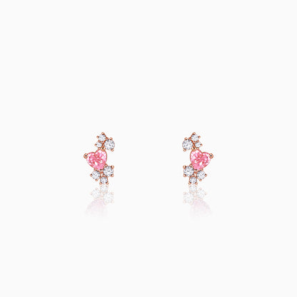 Rose Gold Heart Beat Earrings
