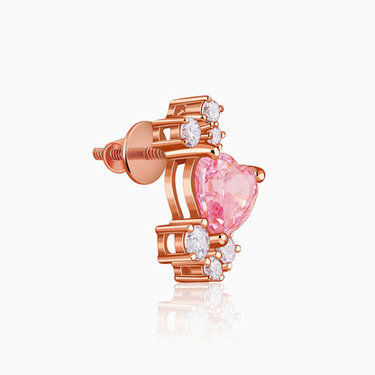Rose Gold Heart Beat Earrings