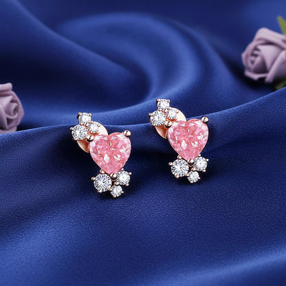 Rose Gold Heart Beat Earrings