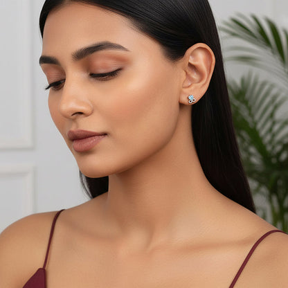 Silver Unending Love Studs