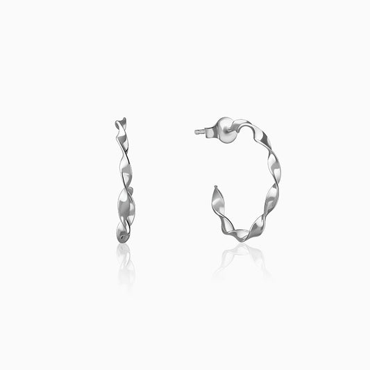 Silver Shine Twisted Hoop Earrings