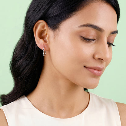 Silver Shine Twisted Hoop Earrings
