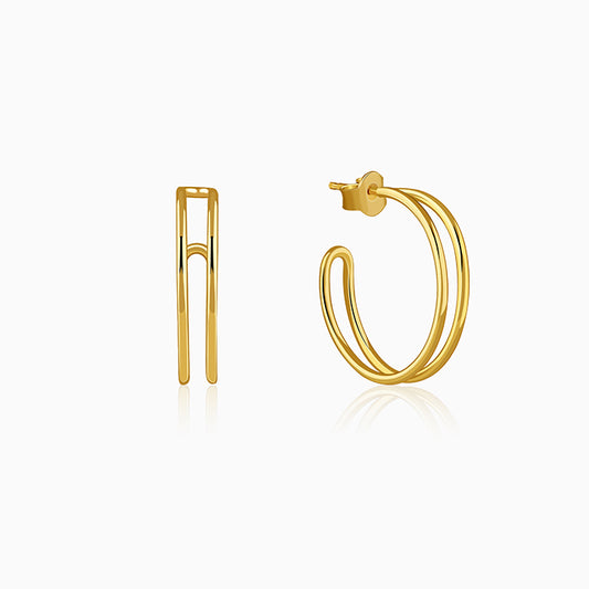 Golden Glamorous J Hoop Earrings