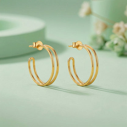 Golden Glamorous J Hoop Earrings
