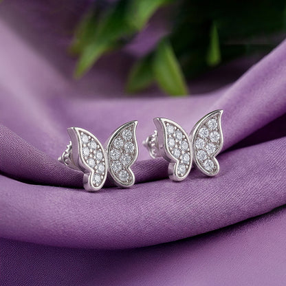 Silver Butterfly Bliss Stud Earrings