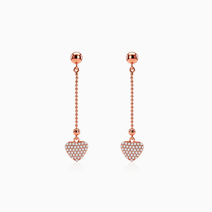 Rose Gold Dotted Heart Danglers