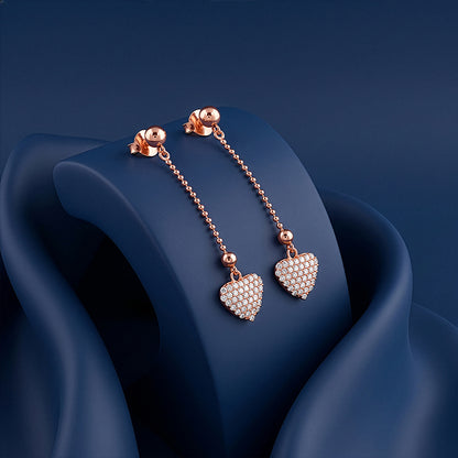Rose Gold Dotted Heart Danglers