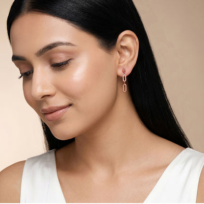 Rose Gold Paperclip Drip Earrings