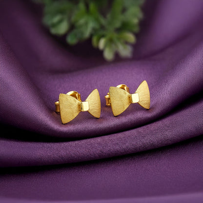Golden Bow Love Stud Earrings