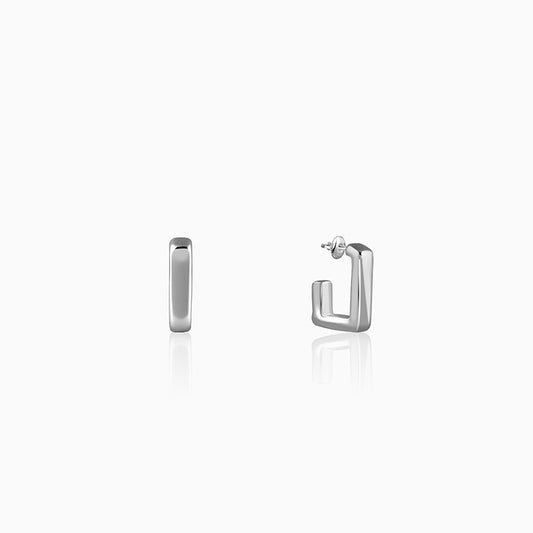 Silver Modern J Hoop Earrings