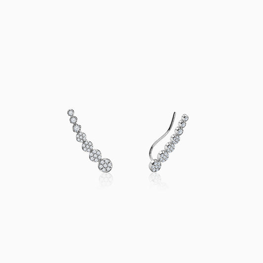 Silver Rise in Circles Climber Earrings