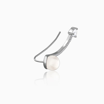 Silver Gina Pearl Climber Earrings