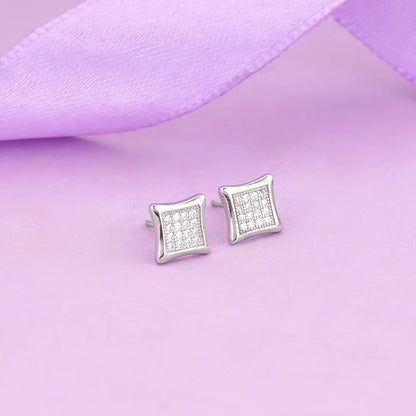 Silver Glistening Stud Earrings