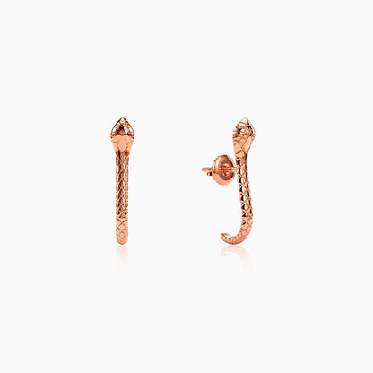 Rose Gold Cobra J Hoop Earrings