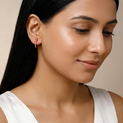 Rose Gold Cobra J Hoop Earrings