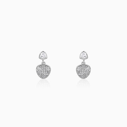 Silver Falling Heart Earrings