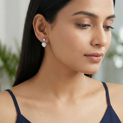 Silver Falling Heart Earrings