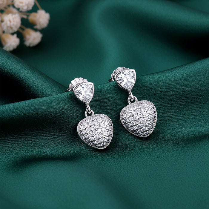 Silver Falling Heart Earrings