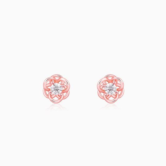 Rose Gold Woven Flower Studs