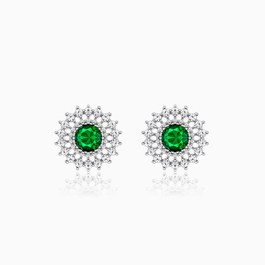 Silver Zircon Emerald Sunshine Studs