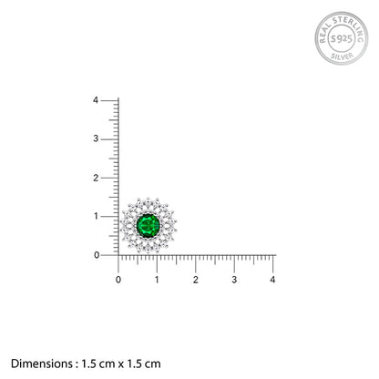 Silver Zircon Emerald Sunshine Studs