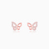 Rose Gold Zircon-Studded Butterfly Earrings
