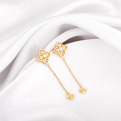 Golden Artsy Floral Earrings