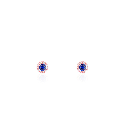 Rose Gold Blue Velvet Studs
