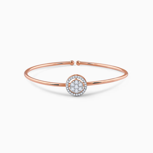 Rose Gold Aster Halo Diamond Bangle - rose gold bangle for women