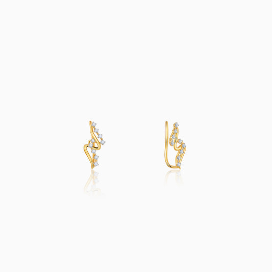 Gold Wavy Throne Lab Grown Diamond Earrings