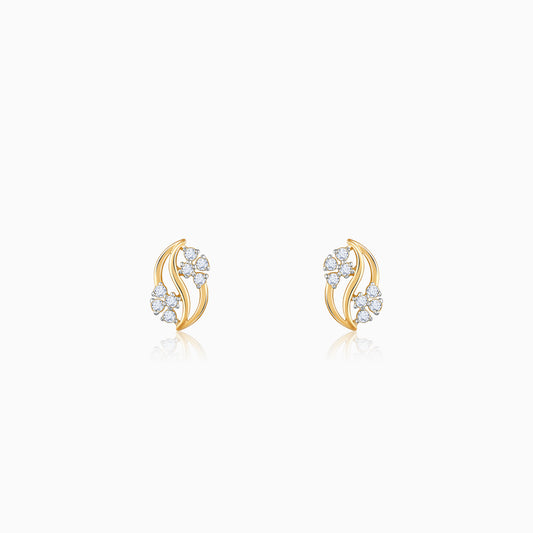 Gold Flower Wave Lab Grown Diamond Earrings