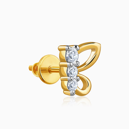 Gold Butterfly Poise Lab Grown Diamond Earrings