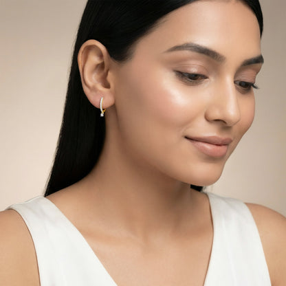 Gold Gleaming Lab Grown Diamond Hoop Earrings