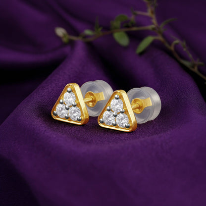 Gold Trigon Lab Grown Diamond Earrings