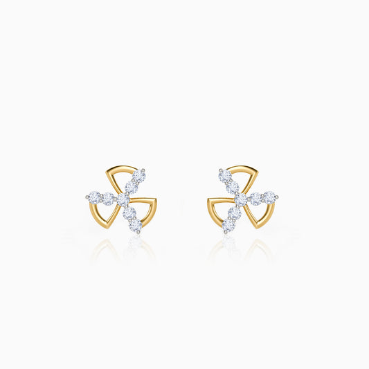 Gold Threefold Flora Lab Grown Diamond Earrings