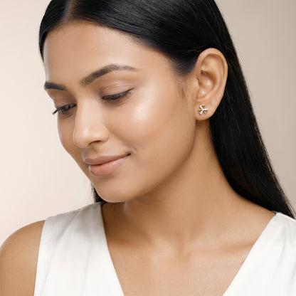 Gold Threefold Flora Lab Grown Diamond Earrings