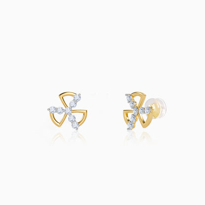 Gold Threefold Flora Lab Grown Diamond Earrings