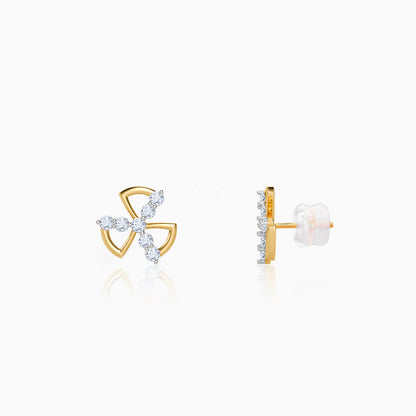 Gold Threefold Flora Lab Grown Diamond Earrings