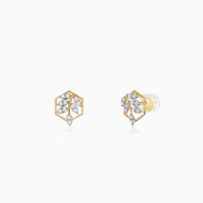 Gold Spring Leaf Lab Grown Diamond Studs